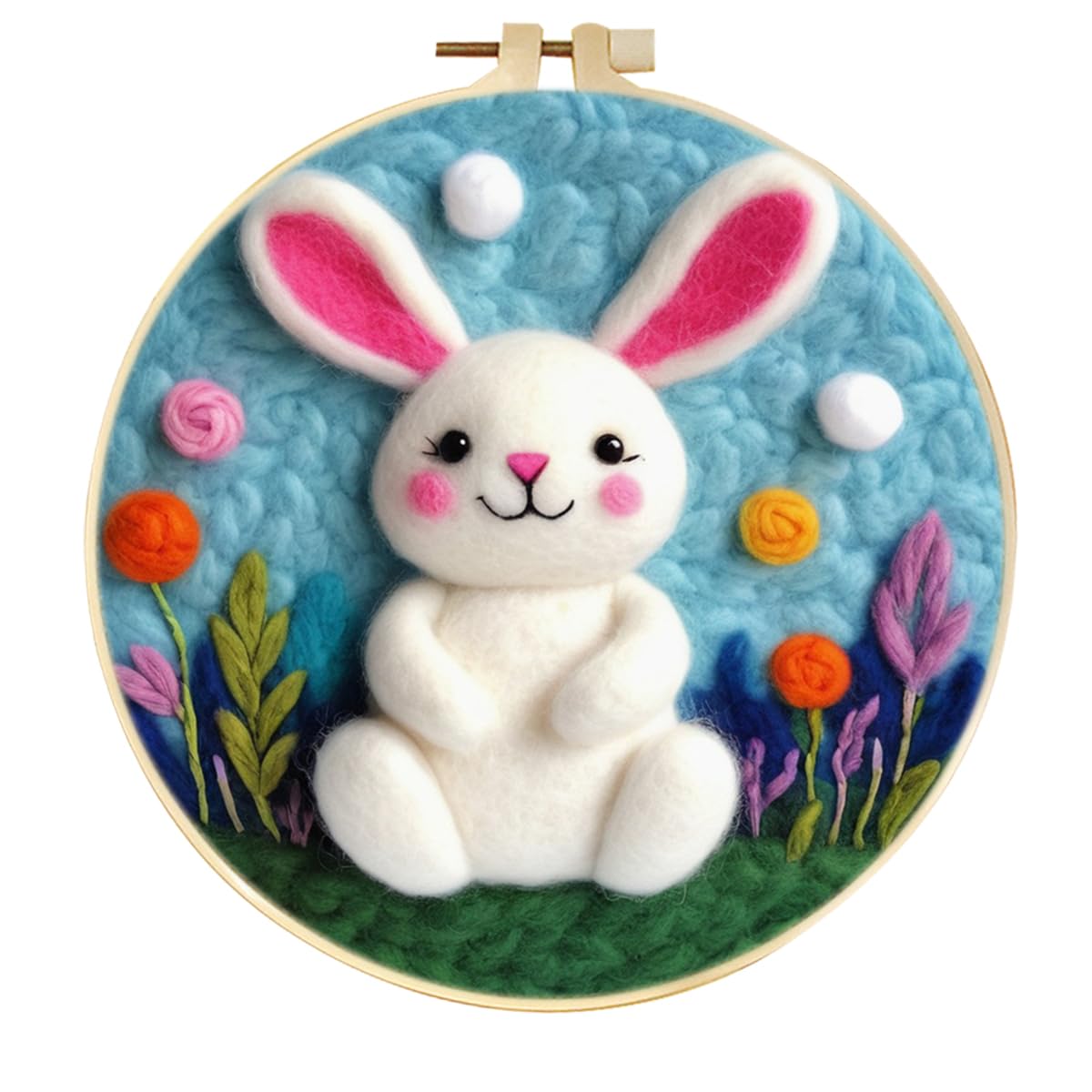 CaptainCrafts DIY Needle Felting Starter Kit, Wool Felt Supplies, Embroidery Hoops, Wool Painting Tools for Home Decor, Beginners and Adults (Rabbit) โ image 1