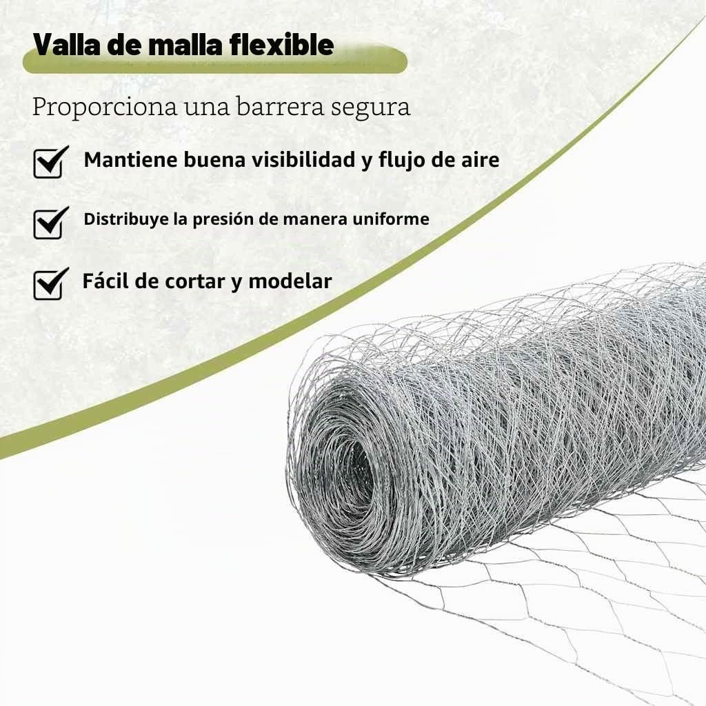 vidaXL Cerca Hexagonal 1.4 x 10m de Acero Galvanizado | Vallado Exterior Fuerte, Kit Completo de Montaje Fácil con Postes y Accesorios, Barrera de Jardín y Panel de Terraza para Seguridad y Privacida
