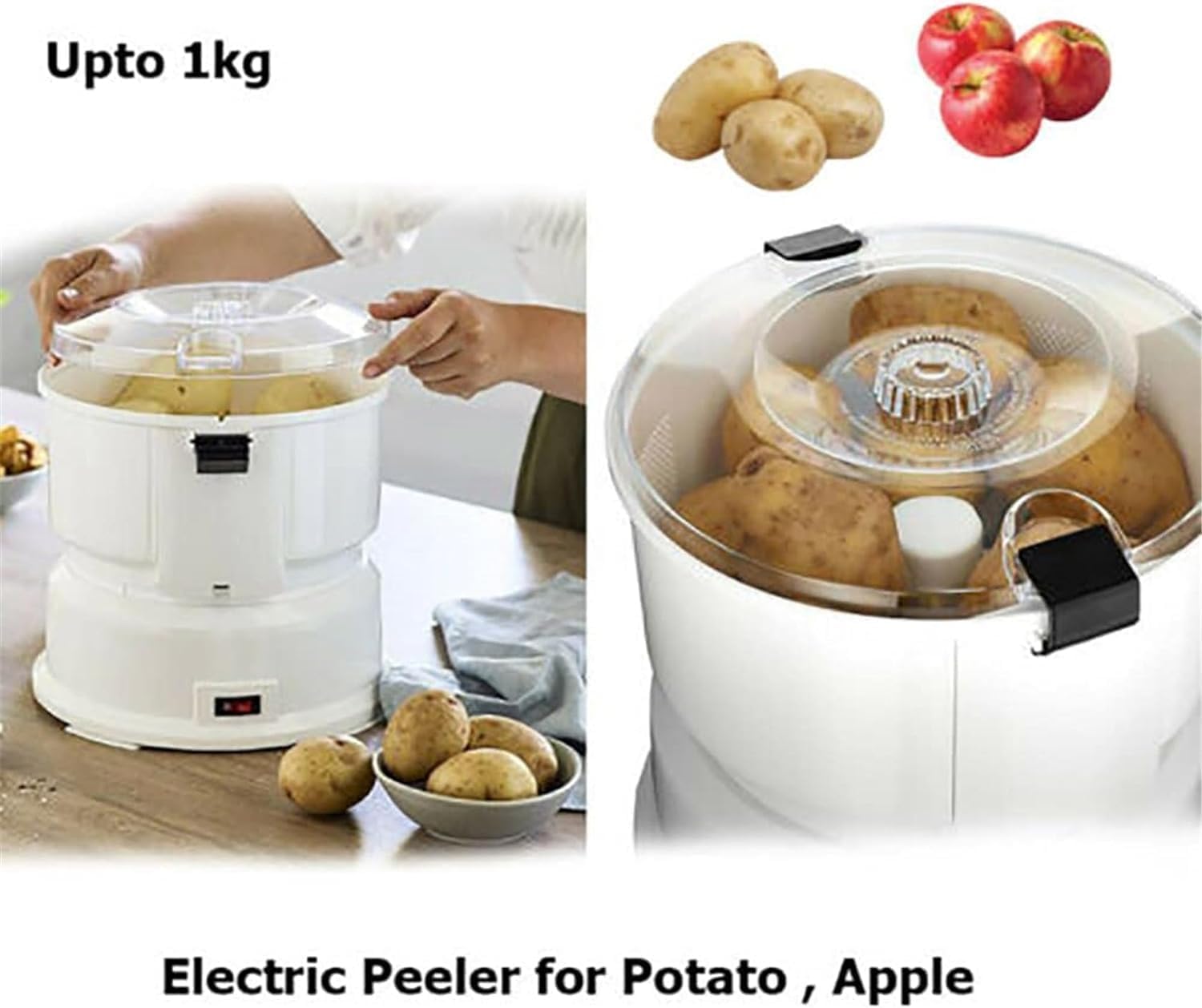 Sbucciapatate elettrico – Multifunzionale da tavolo Rumbler pelapatate e essiccatore automatico di verdure, capacità 1 kg
