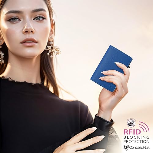 Miniatura 8 de Cartera Conceal Plus para hombres, cartera desplegable con bloqueo RFID para tarjetas de crédito, estuche delgado y minimalista para tarjetas de