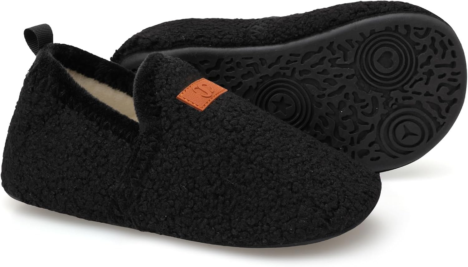 Scurtain Unisex Big Kids Little Kids Slippers Socks Artificial Woolen Slippers with Non-slip Rubber Sole for Big Boys Girls Little Boys Girls - Image 2