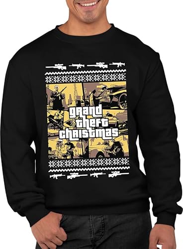 Graphic Impact Inspired Gaming Lovers Christmas Jumper & Sweatshirt - Unisex Adults Xmas Sweater (Black, Large)
