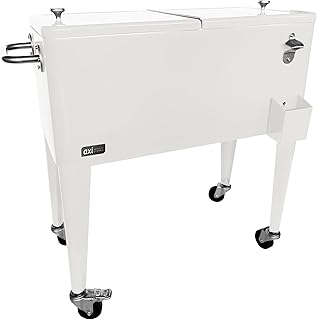 AXI Retro Nevera sobre Ruedas - Blanca - Nevera Vintage - Capacidad Maxima 76 litros - Nevera de Acampada o Jardin - Frigorifico sobre Ruedas.