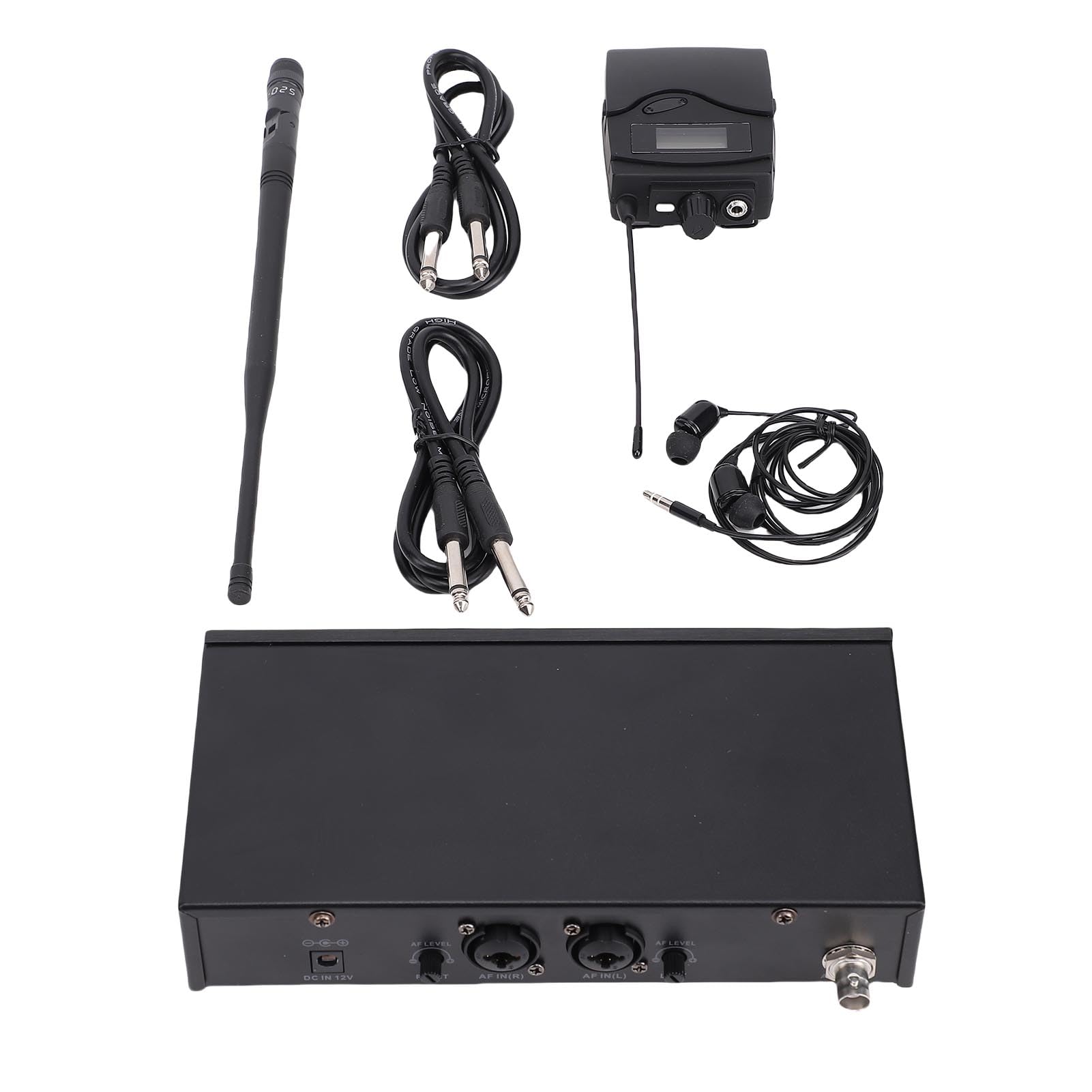 UHF Wireless in Ear Monitor System, 550-590MHz Band Wireless IEM, Range 164ft, per Palcoscenico, Banda, Studio, Discorso (Spina Europea)