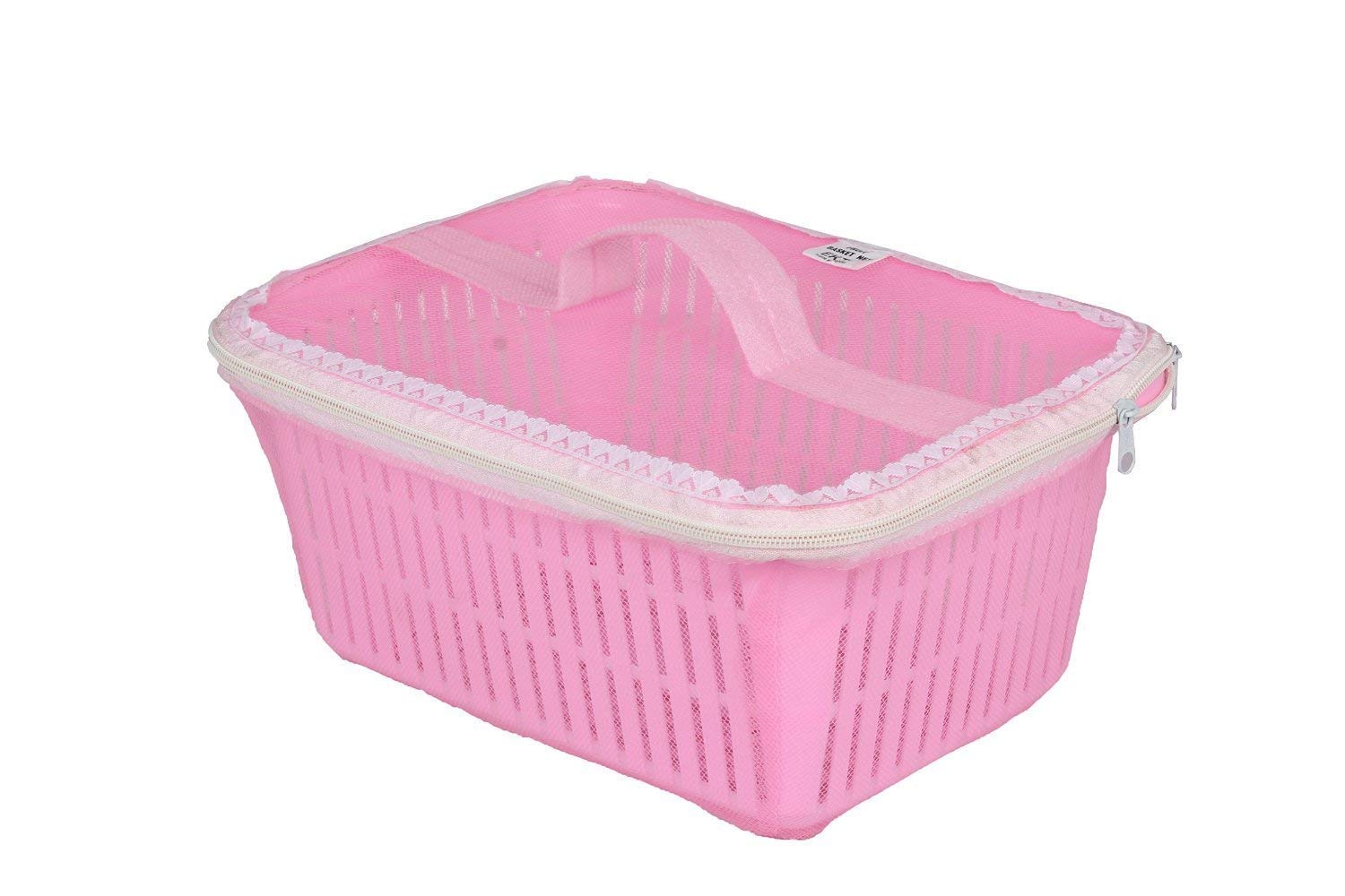VELLURA SALES Vellura Multipurpose Plastic Fruit & Vegetable Basket With Net Mesh (Jali) | Vegetables & Fruit Bowl For Dining Table,Kitchen Fruit Storage Basket With Zip Net Cover (Pink) (B0CFTJYNL9) Amazon Price History, Amazon Price Tracker