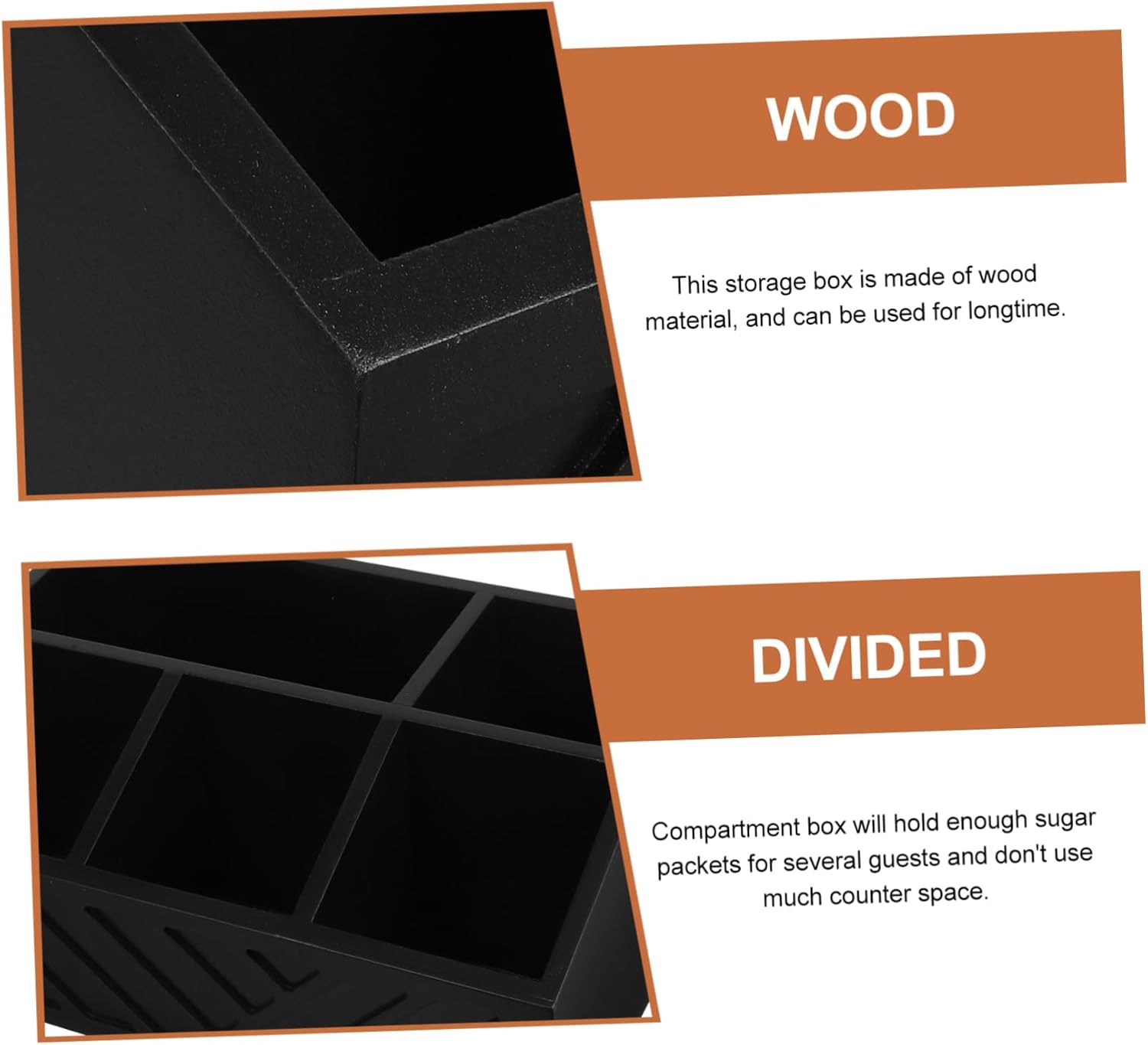 Wooden Box Multi-compartment Station Organizer Tea Bag Sugar Packet Holder Bar Countertop