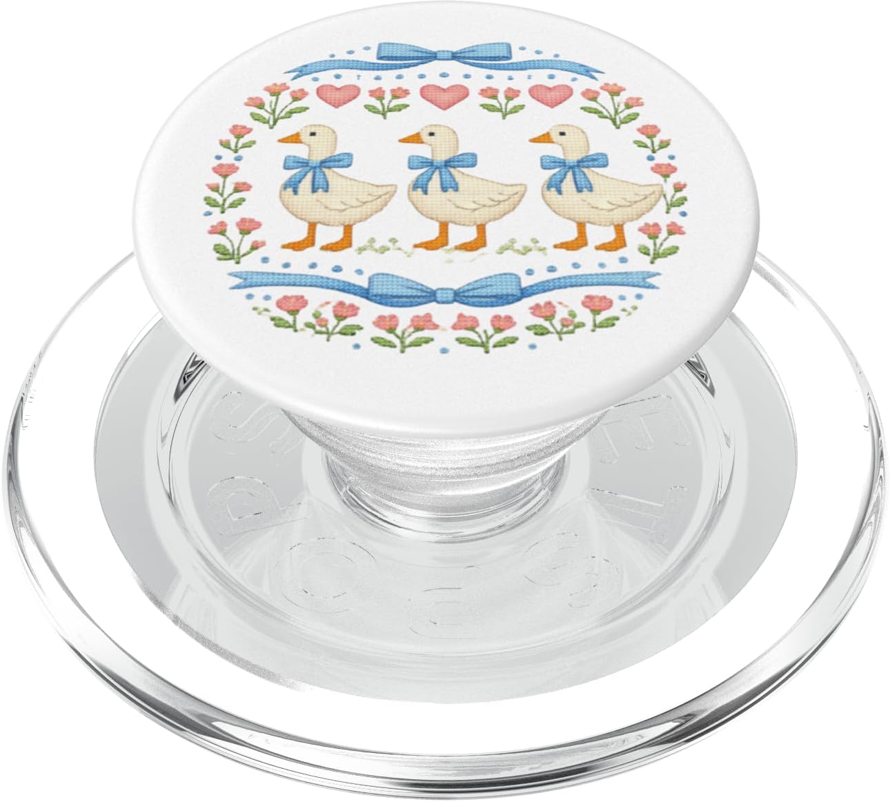 Vintage Geese with Bows Flowers and Hearts 80's Style Goose PopSockets PopGrip for MagSafe