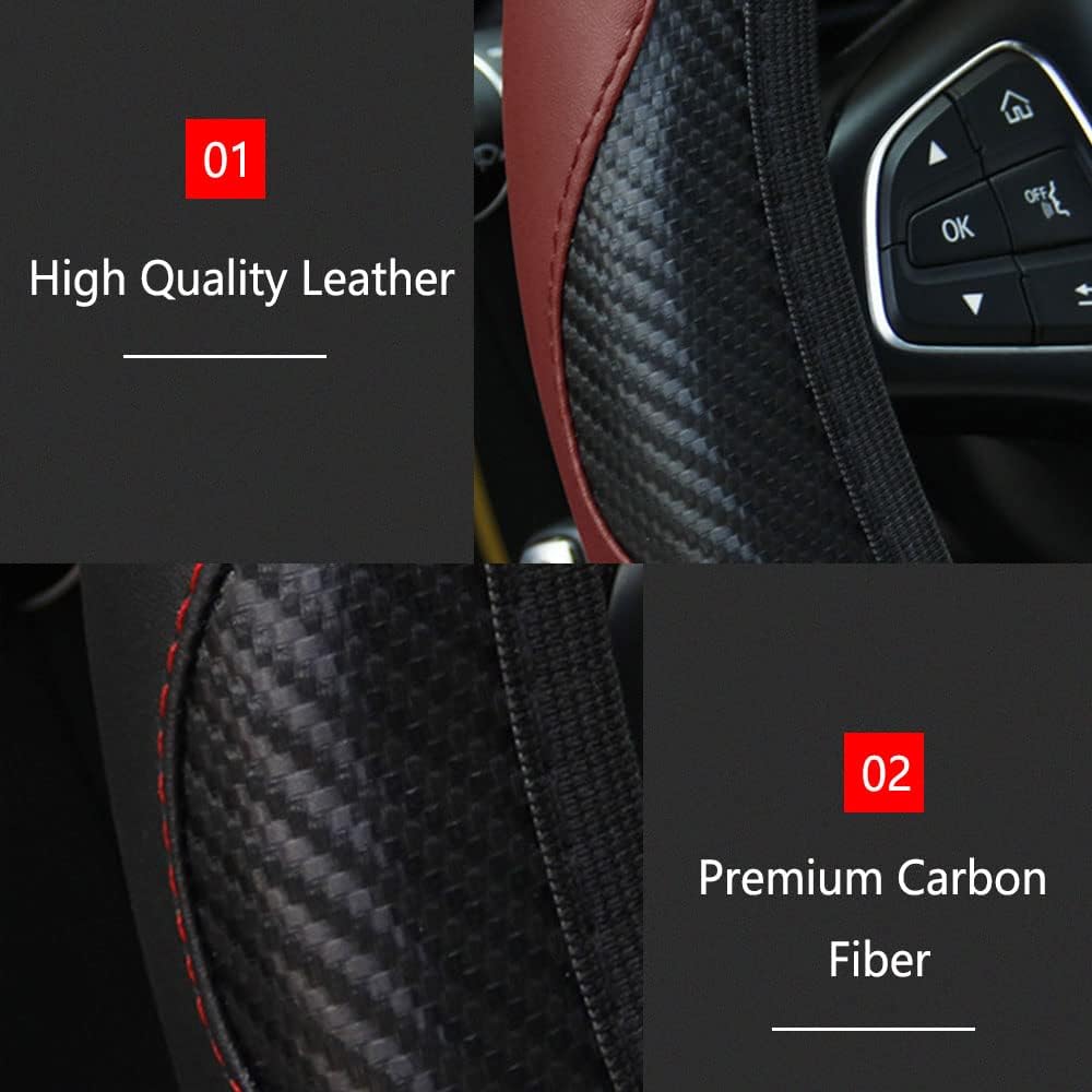 Microfiber Leather Steering Wheel Cover For Mazda MX-5 Miata RX-8 CX-7 | Anti-Slip Red Stitch Wrap - View #4