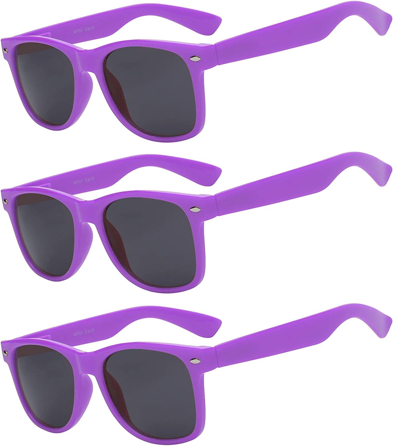 OWL 3 Pack Women’s and Men's Sunglasses UV Protected Retro Smoke Lens, Womens Trendy Cool Shades Colored Plastic Frames