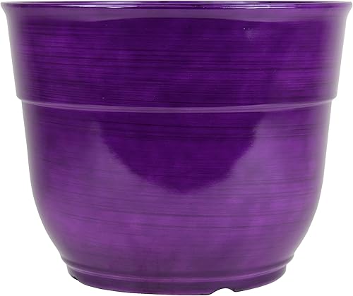 Miniatura 2 de Garden Elements Glazed Happy - Maceta de plástico grande cepillado 15 pulgadas 2 morado