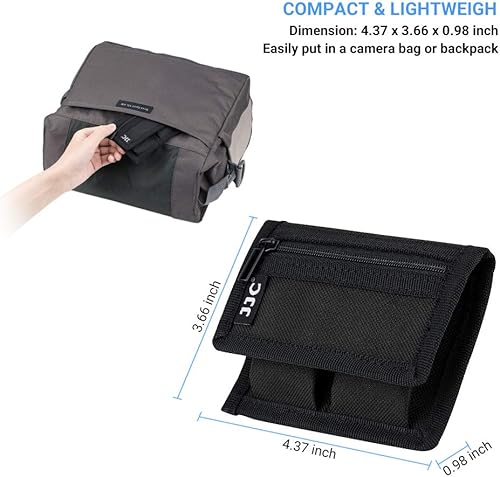 Miniatura 6 de (3 Pockets) DSLR Battery and Memory Card Holder Pouch,Camera Battery and SD CF XQD Card Storage Case for AA Battery and LP-E6 LP-E10 LP-E12 LP-E17