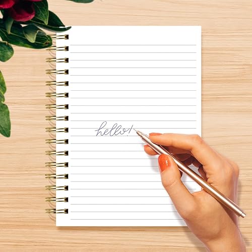 Miniatura 3 de Designer Greetings, Designer Papers - Diario de tapa flexible con banda elástica, diseño de hojas doradas con texto en inglés "Notes & Thoughts",