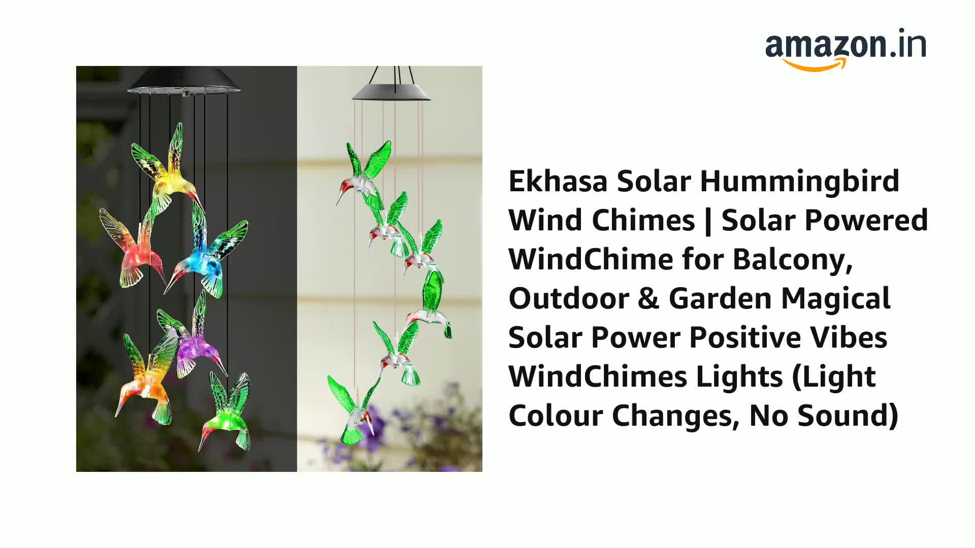 Nostrae by Ekhasa Solar Hummingbird Wind Chimes | Solar Powered