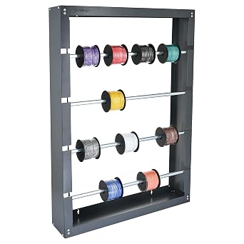 AdirPro Wire Spool Rack - Superior Strength Wire/Cable Dispenser - Conduit Display & Storage for Electrical Industrial & Retail Use 4 Rods, Grey