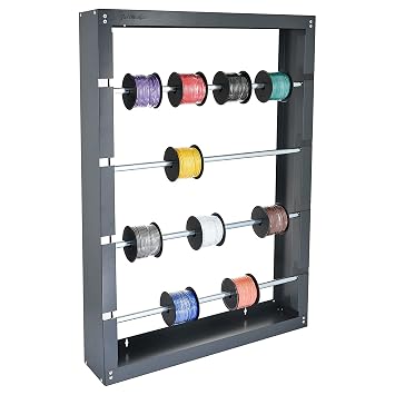 AdirPro Wire Spool Rack - سلك فائق القوة / موزع الكابلات - عرض القناة وتخزينها للاستخدام الصناعي والتجزئة الكهربائية 4 قضبان ، رمادي