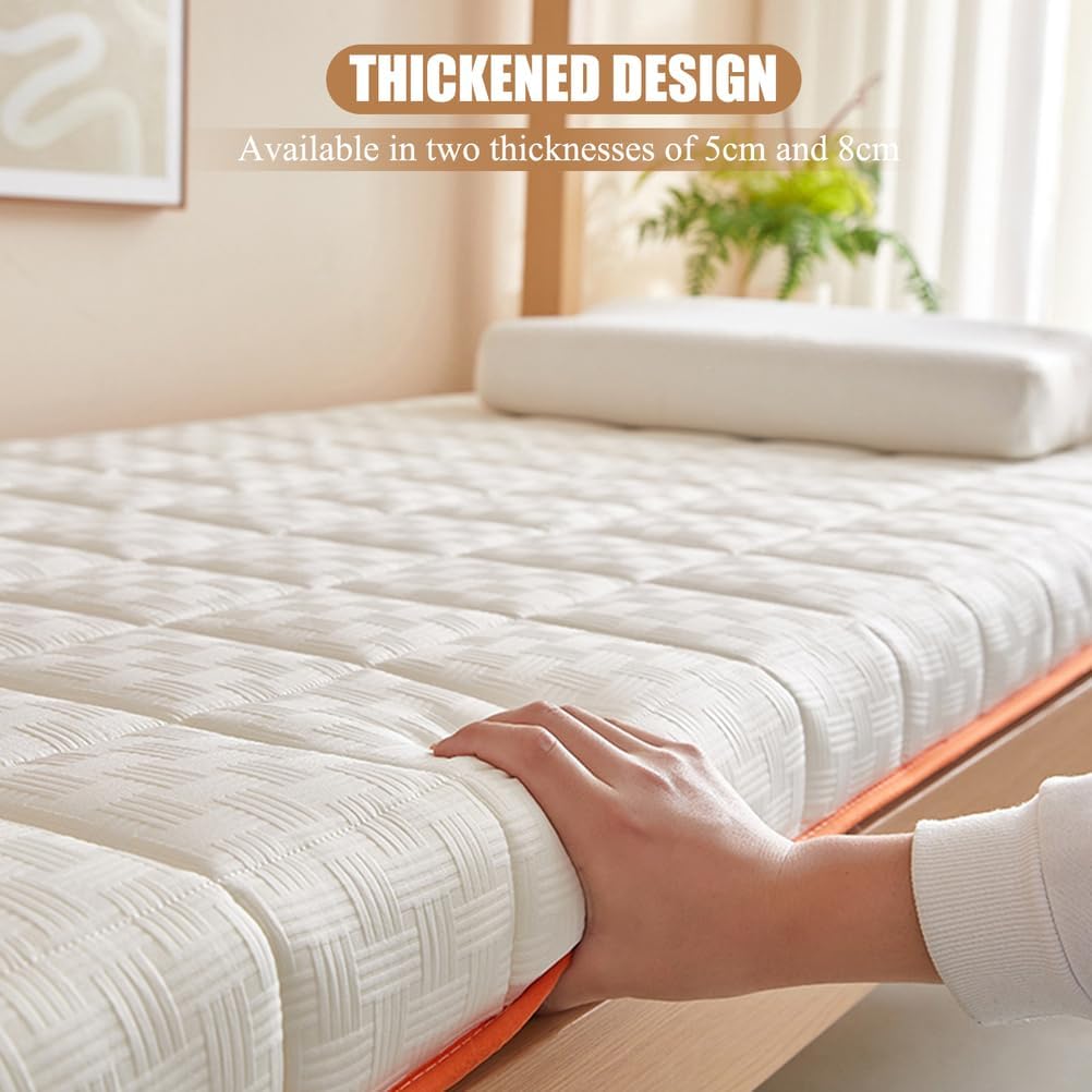 Green/5cm,90 * 200cm, Memory Foam Japanese Futon Mattress Topper Thicken 5Cm/8Cm Waffle Fabric Mattress Pad with Elastic Band Floor Mattress Topper Sleeping Mat for Camping Dormitory