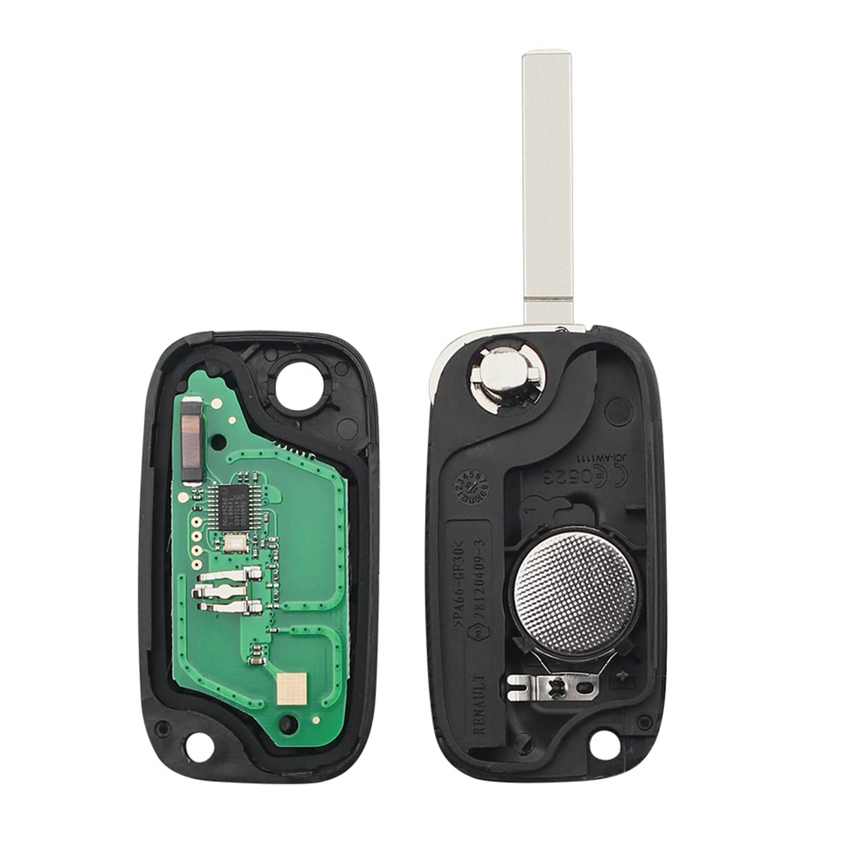 Heart Horse Ricambio Chiave Guscio Telecomando pieghevole a 3 tasti Cover Guscio Chiavi telecomando per Re-nault Clio 3 Kangoo 2 Master Modus Twingo1con 433 MHz PCF7961chip 2006-2016