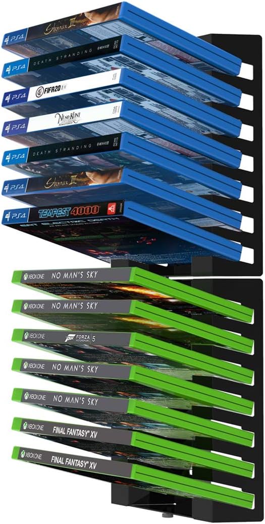 Monzlteck Video Game Case Storage Wall Mount for PS4, Xbox One, Xbox 360, Gaming Accessories, Metal, Holds 14 Disc Boxes