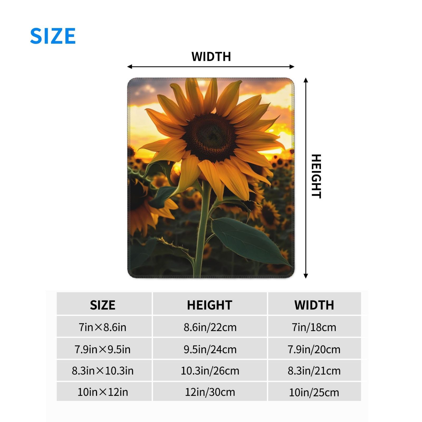 Personalisiertes Mauspad Mit Sonnenblumen-Design – Rund, 20x20 Cm, Rutschfeste Gummiunterseite, Waschbar