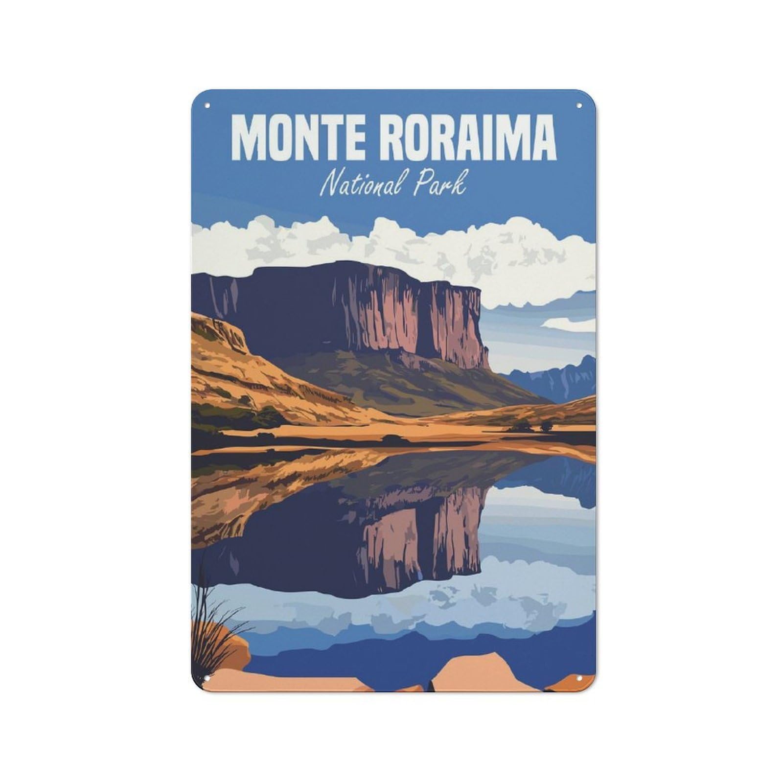 Junmoney Style-5 Vintage Tin Sign 30X20cm With Monte Roraima National Park For Home Office Or Studio, New Home Wall Decor For Creative Workspace Decorators
