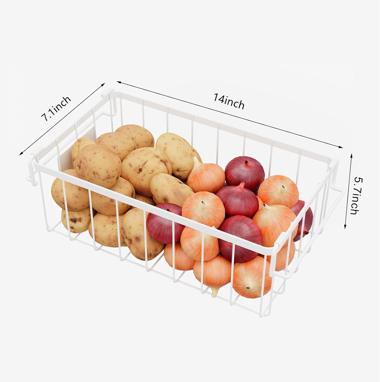 Freezer Storage Organize Baskets - 4 Pack Stackable Deep Freezer Organizer Bins for Most 7 Cu.FT Chest Freezer with Handles, Sturdy but Light, Metal Coated, Add Space, Easy to Reach