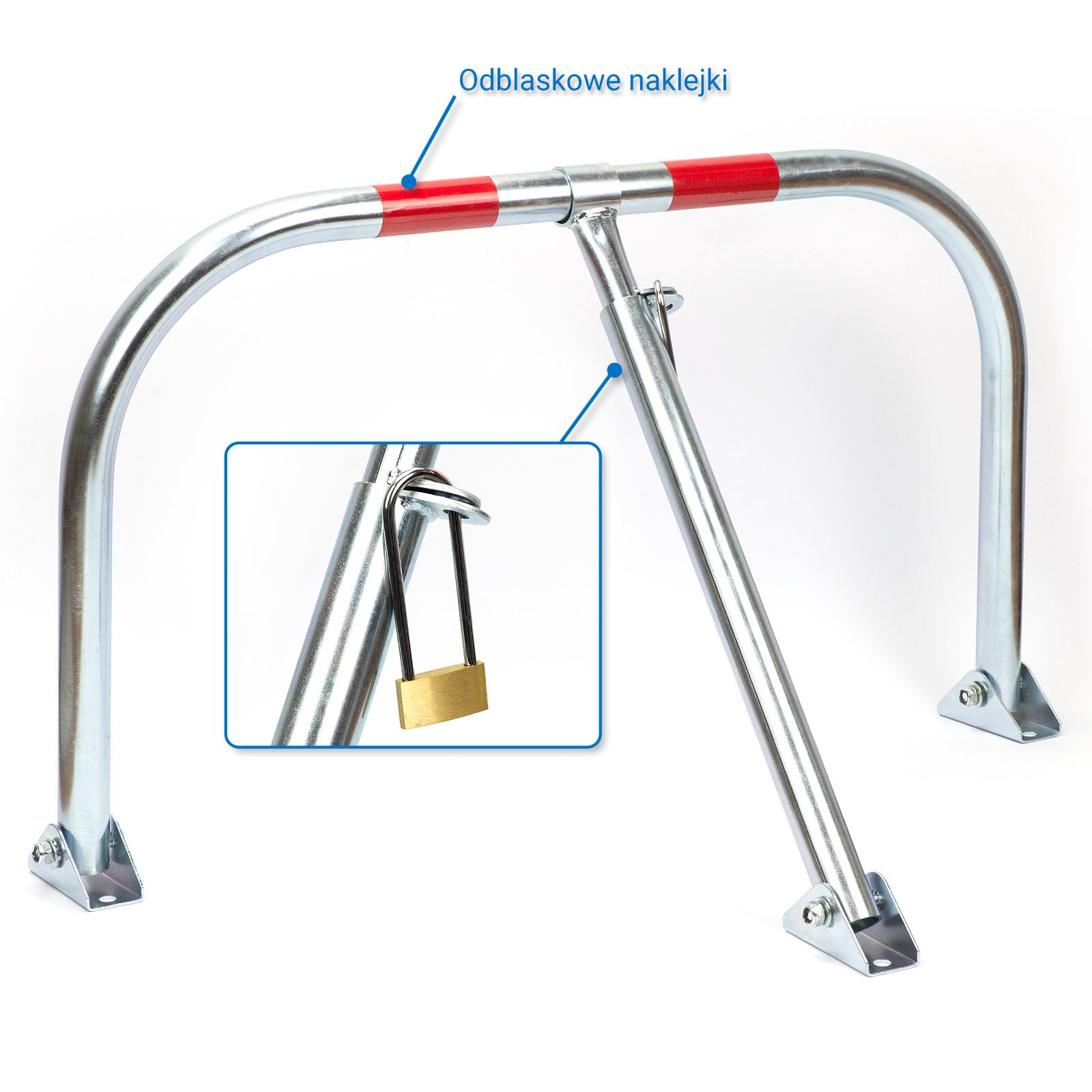Verda SN1804 - Barrière de parking - 70 cm - 3 clés - Blocage de parking - Bandes réfléchissantes - Poteau de blocage - Poteaux de blocage