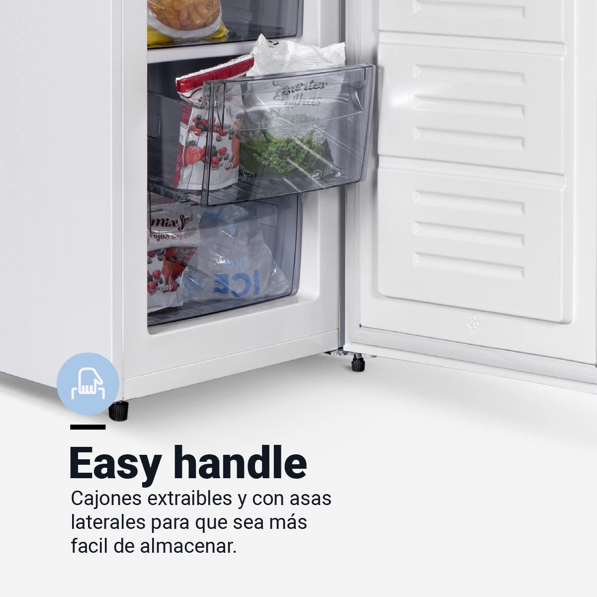 UNIVERSALBLUE Congelador Vertical 172L Pequeño 144cm | Congelador Pequeño Con Cajones | Refrigerador | Puerta Reversible | Bajo consumo | ENVÍO + SUBIDA A PLANTA INCLUIDO