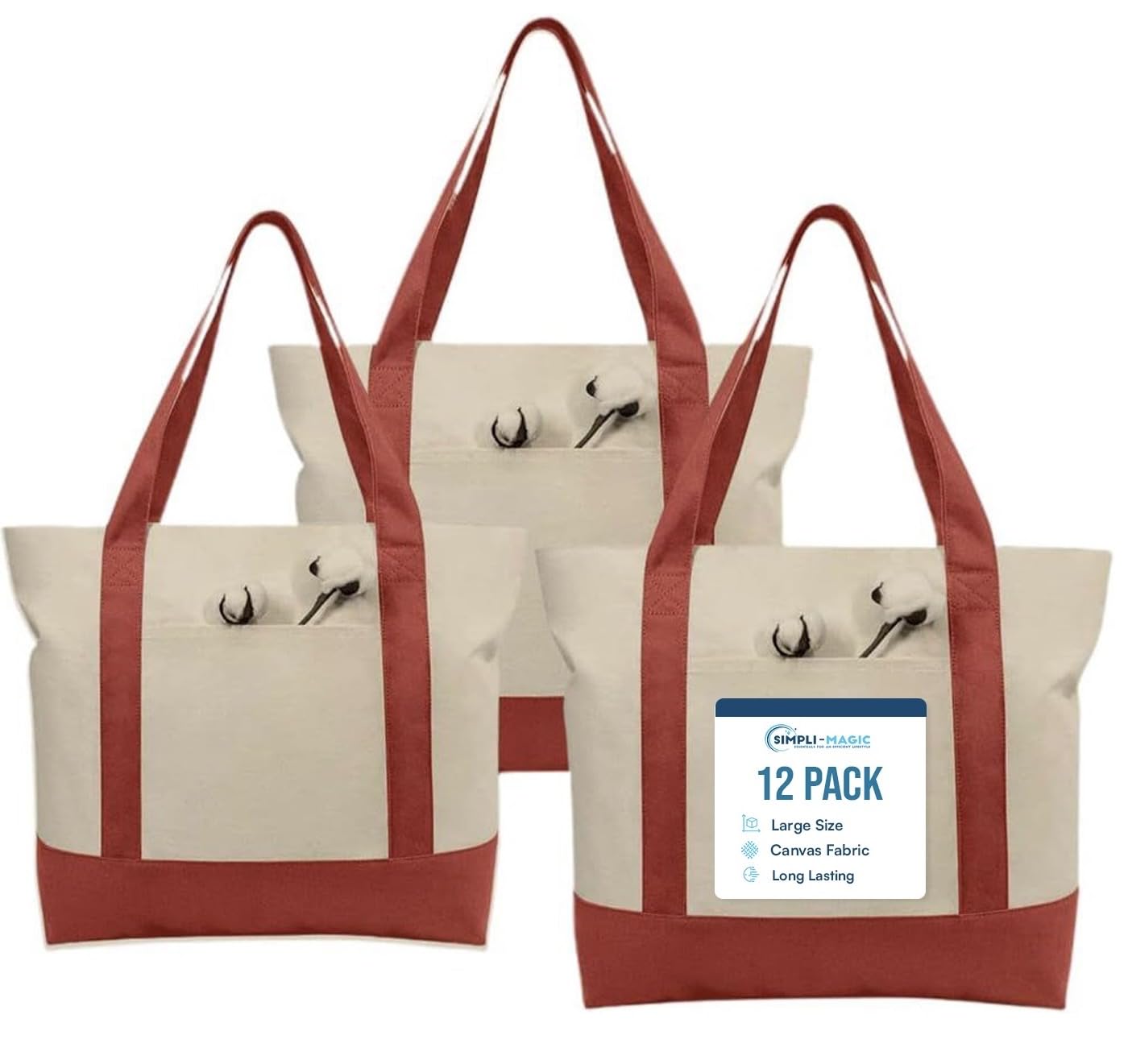 Photo 1 of Simpli-Magic Canvas Tote Bag 12 Pack Red 20" x 15" x 6"