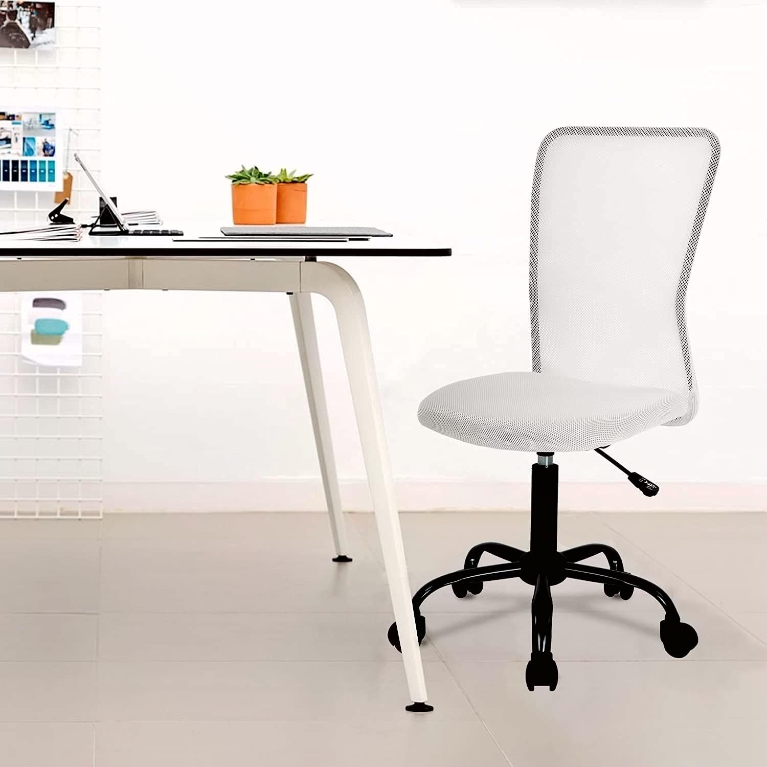 HHS Ergonomic Office Chair Desk Chair Mesh Computer Chair Back Support Modern Executive Mid Back Rolling Swivel Chair for Women, Men (White), 21.26 x 16.54 x 40.55 inches