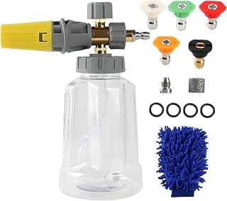 Espuma para lavado de coche - Pulverizador de espuma para coche con depósito de jabón de un litro y casquillo de seis milímetros | Botella de jabón de un litro, boquilla ajustable con casquillo de