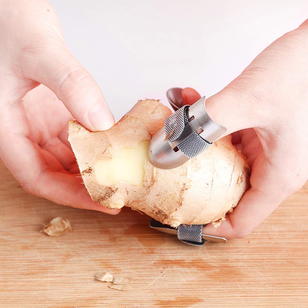 Paquete de 6 protectores de dedos de acero inoxidable, protector de dedos, protector de pulgar, fundas seguras para la punta de los dedos, herramienta de cocina para cortar alimentos, cortar verduras