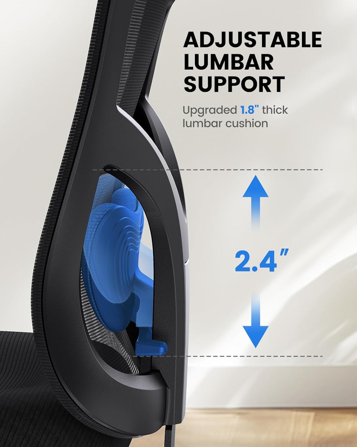 sedia da ufficio ergonomica con supporto lombare, poggiatesta 2D, braccioli regolabili, cuscino sagomato, inclinazione a 130-¦, ideale per ufficio e casa - Sedia gaming - Immagine 3