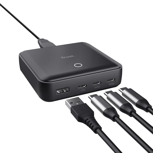 Cargador USB C 100W Trust Maxo de carga rapida PD con 3 puertos USB-C y USB-A
