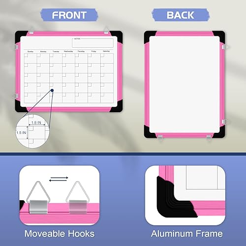 Miniatura 2 de Calendario de borrado en seco para pared, pizarra blanca magnética de 16 x 12 pulgadas, calendario de borrado en seco, pizarra portátil para colgar