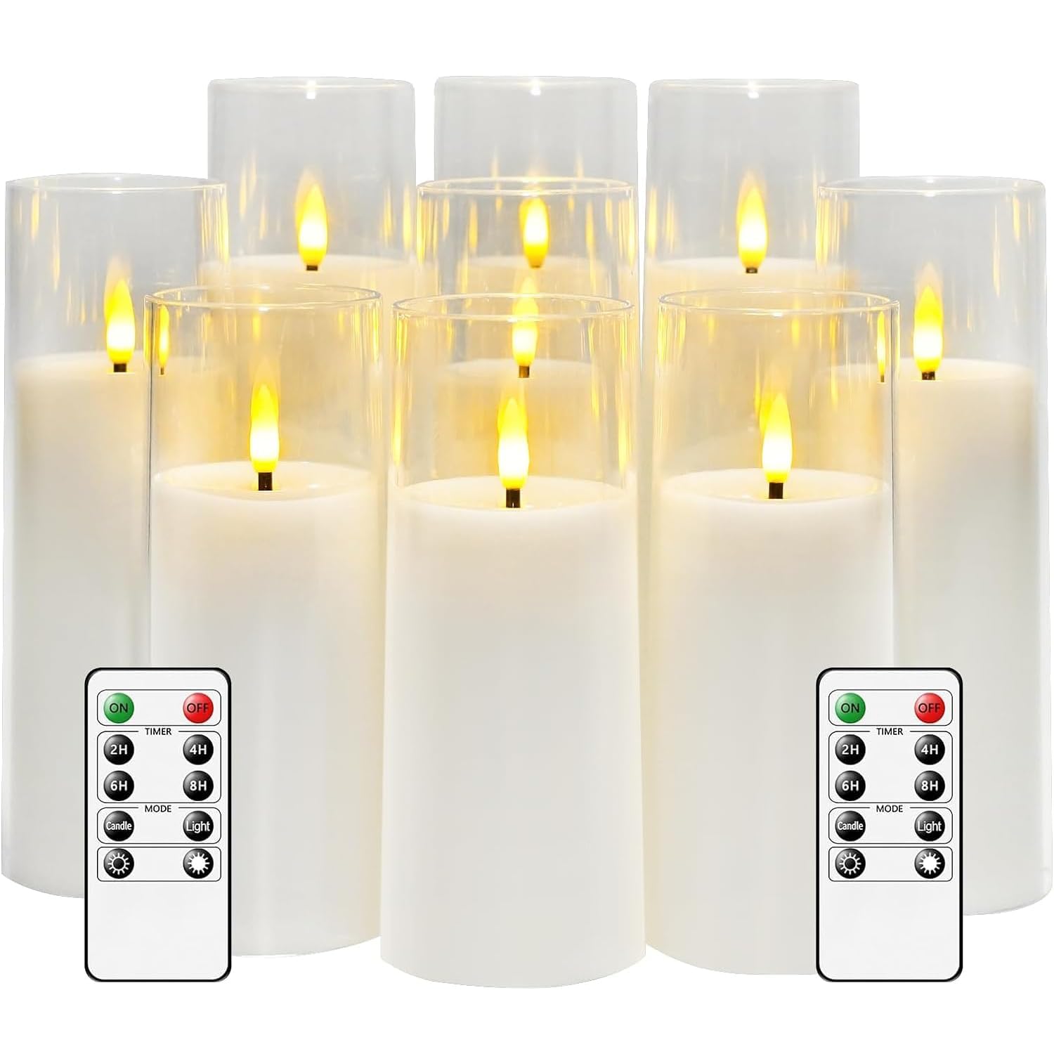 MozkeTo19 9 Pack White Flameless LED Candles Flickering, with Remote & Timer - Fake Candles Flickering Light, Battery Operated Pillar Candles. for Home Decor — image 1