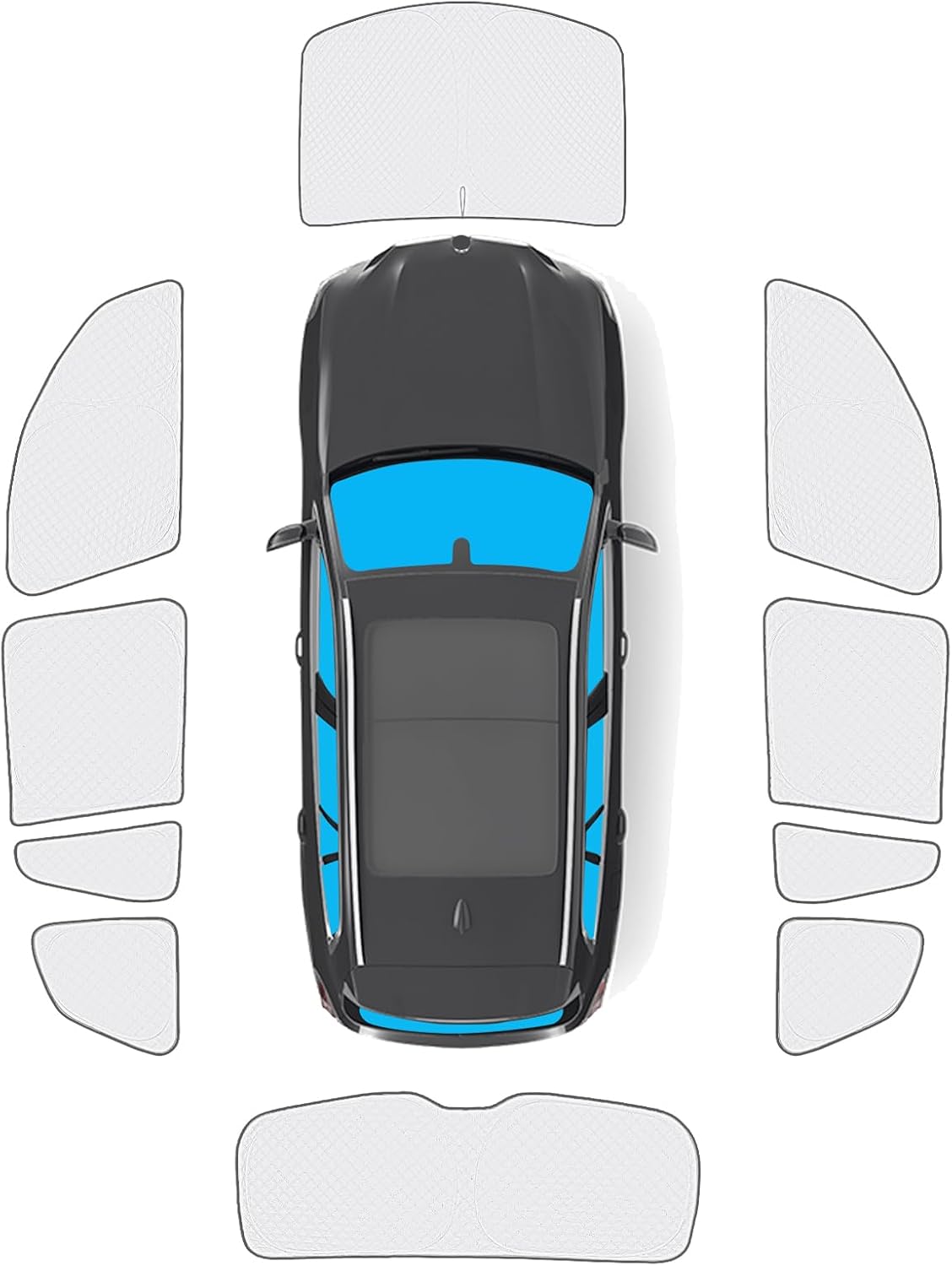 KMF 10pcs Full Window Sun Shade Custom Fit for BMW X3 Accessories 2018-2024, Protecting Privacy Car Window Covers Sunshade for Windshield Side Rear, UV Block Visor for Car Camping Blackout