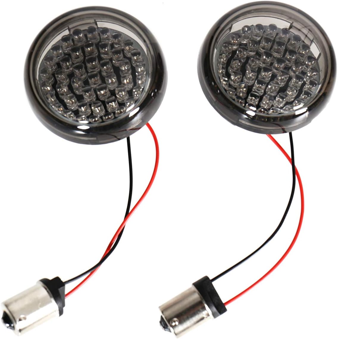 Motorcycle 2" Bullet Style 1156 LED Inserts Turn Signal Light And Smoke Lens For Harley Sportster Softail Touring Dyna