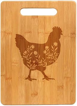 Bamboo Wood Cutting Board Floral Chicken
