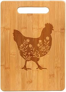 Bamboo Wood Cutting Board Floral Chicken