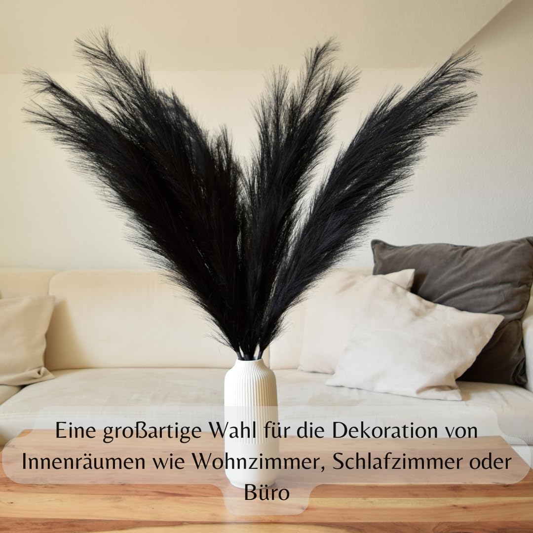 Herbe de la pampa artificielle, 100 cm de long, texture moelleuse et douce, grande herbe de la pampa en châtain, décoration facile d'entretien et durable – Convient pour tous les vases et styles