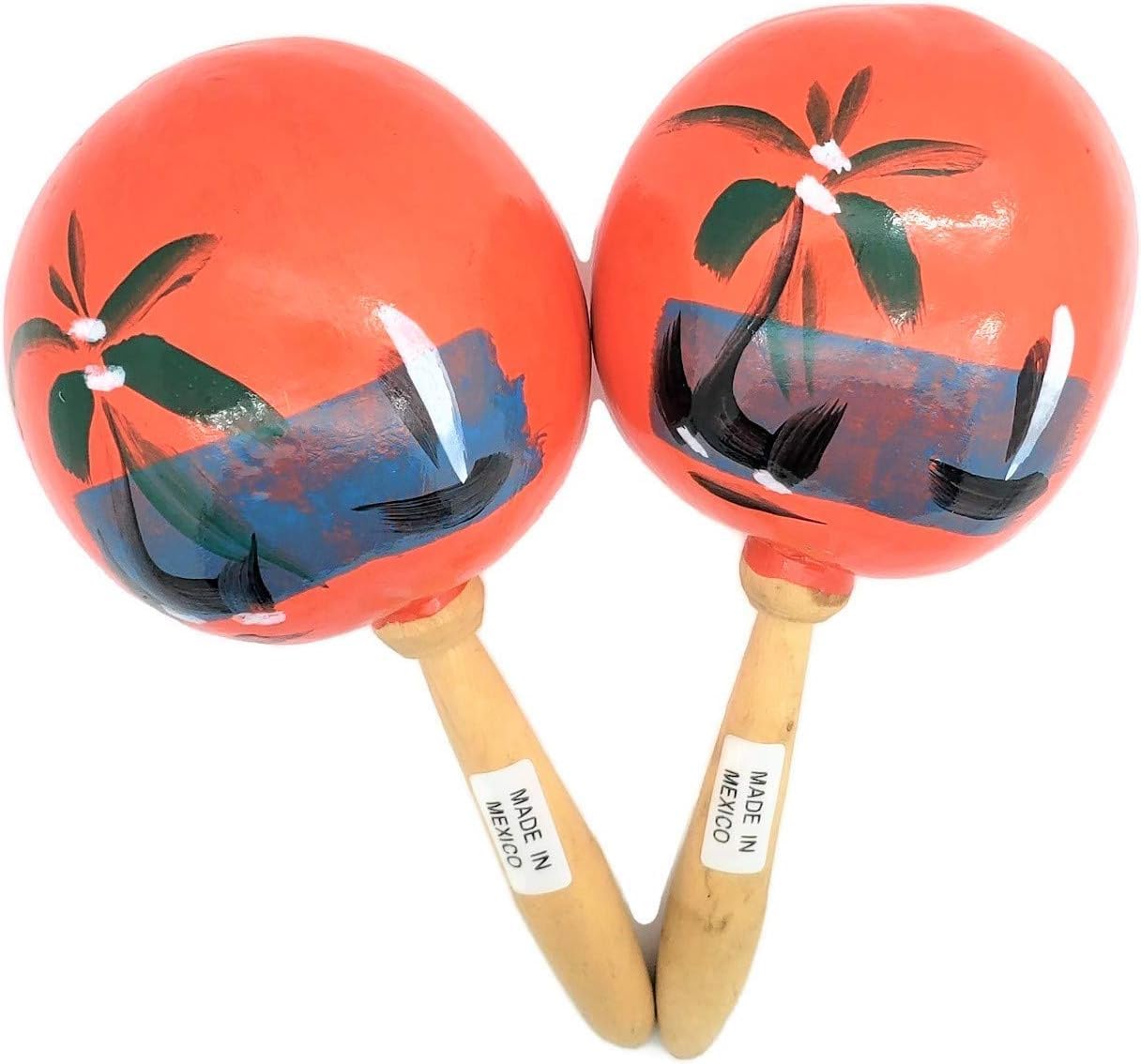 8" Hand Made Genuine Mexican Real Wooden Maracas (5 Pairs (5 Colors) 10 Maracas) Hand Painted. Wood. Noisemaker. Latin Dance Party Fiesta Musical Instrument.