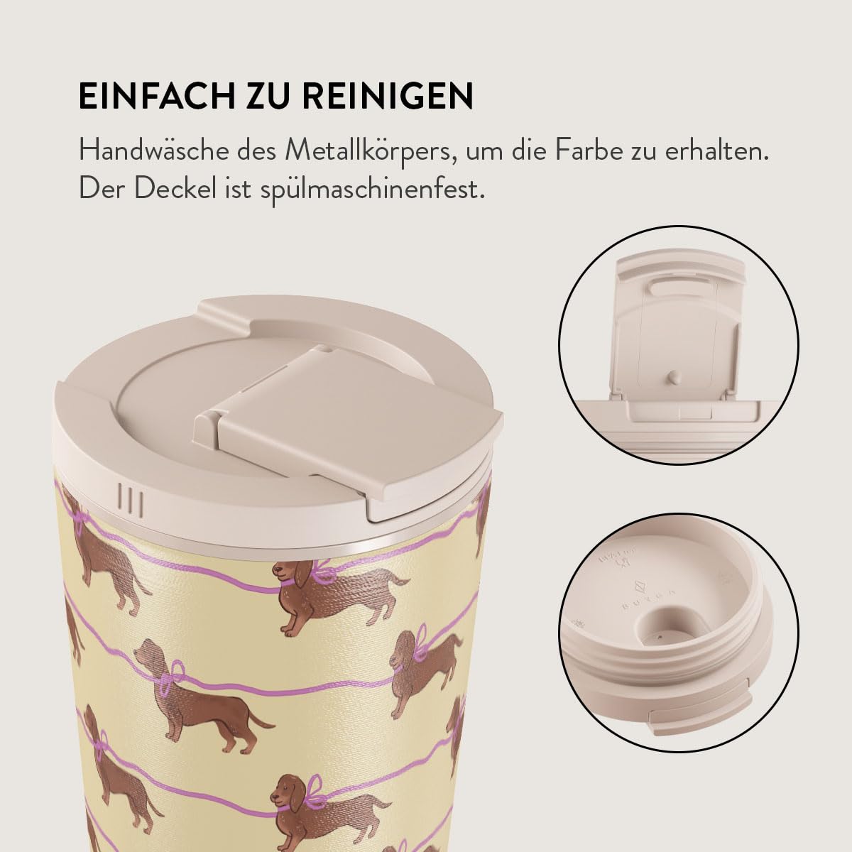 BURGA 500 ml Reisebecher mit Deckel – Isolierter Kaffeebecher aus Edelstahl, hält Getränke 6 Std. heiß und 24 Std. kalt, auslaufsicherer Klappdeckel, passt in Becherhalter