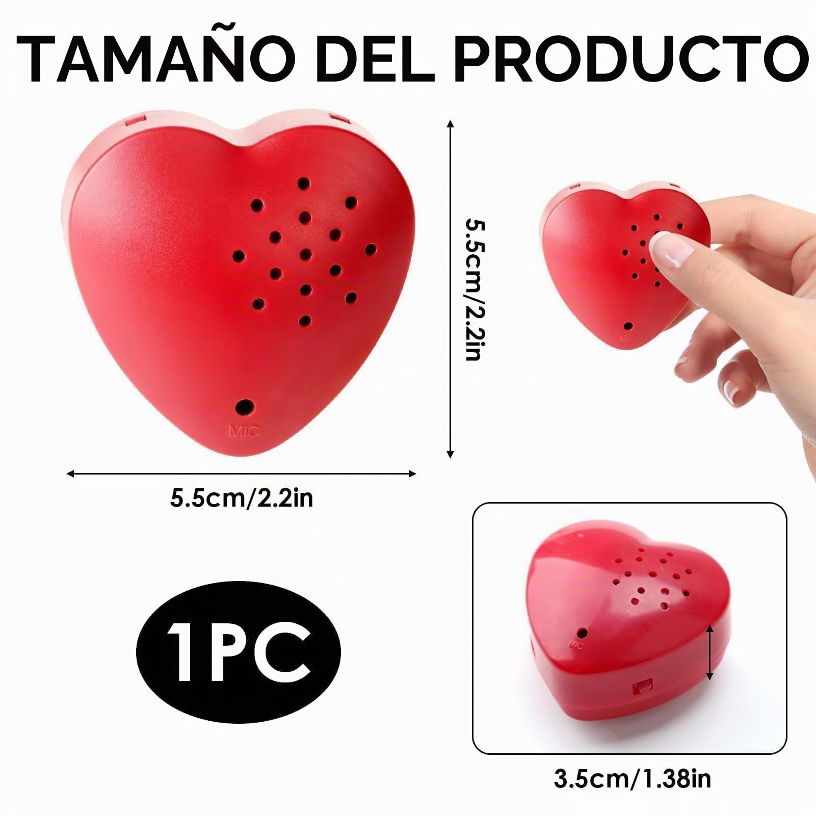 Grabadora de Voz en Forma de Corazón 30 Segundos,Caja de Voz para Animales de Peluche, Grabadora de Voz Personalizada para Juguetes y Regalos Emotivos,Mini grabadora de Voz,Regalo DIY