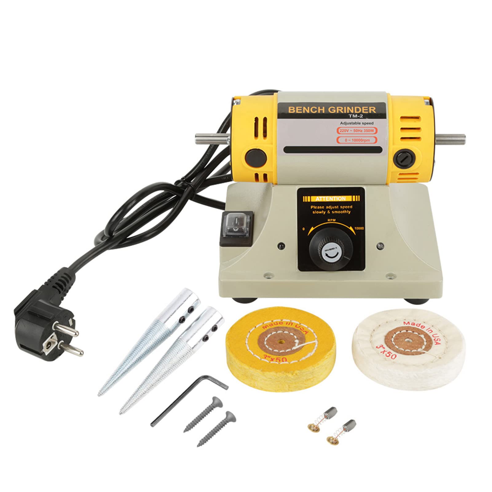 Polisseuse électrique 350 W pour moteur de tour de bijoux, taille compacte, faible vibration, roulement à billes lubrifié, boîtier de moteur étanche à la poussière
