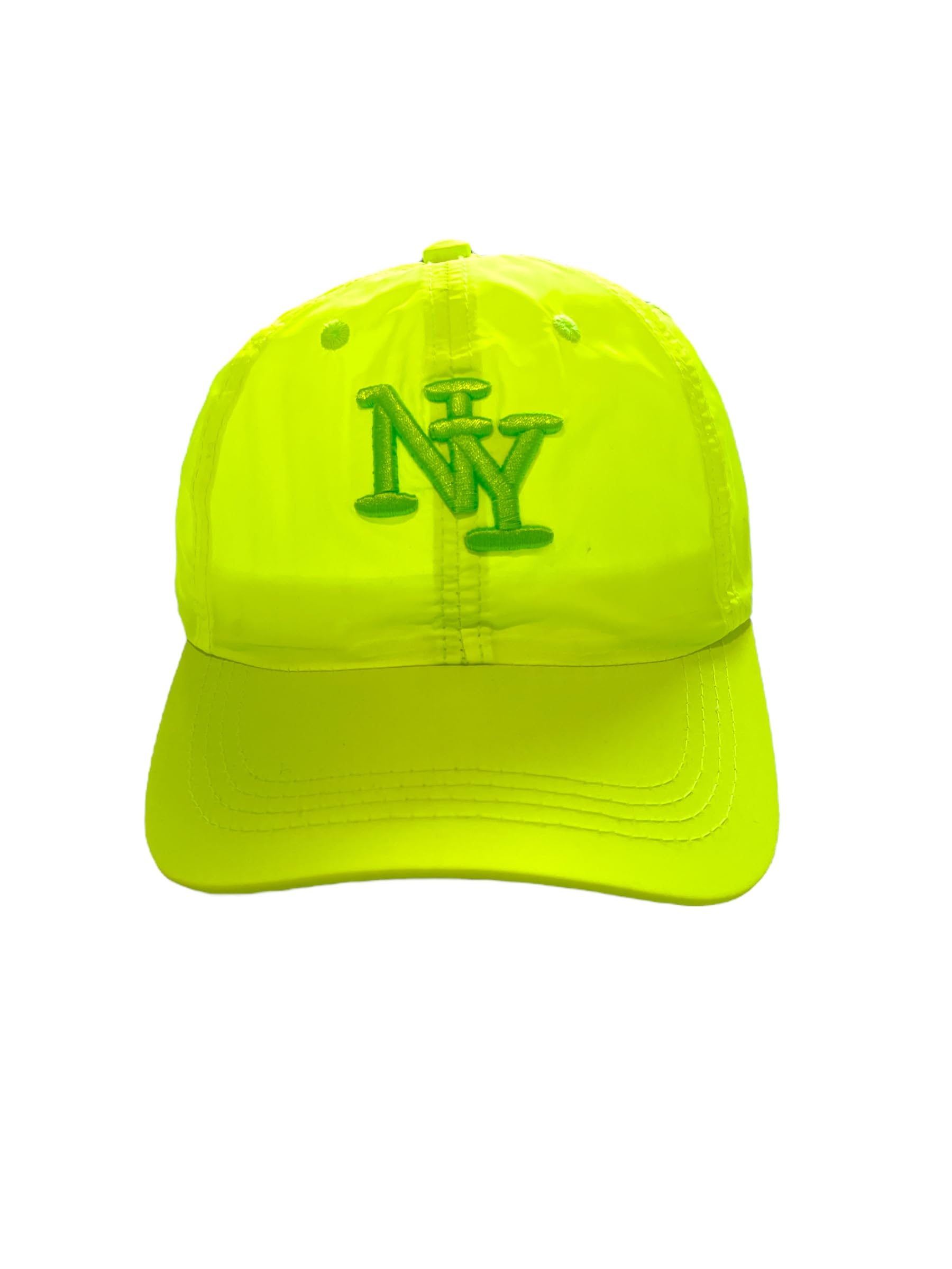 BLUECHOLON 6 Panel NY Embroidered Children's Cap with Adjustable Closure. with Embroidered Ventilation Holes. Cap Children, Girls and Boys Between 4 and 13 Years, Fluorescent Yellow, 30 Inches