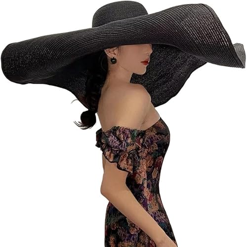 Sombrero de playa de gran tamaño para mujer, sombreros de sol de ala ancha grande, sombreros de paja gigantes plegables para mujer, sombreros de