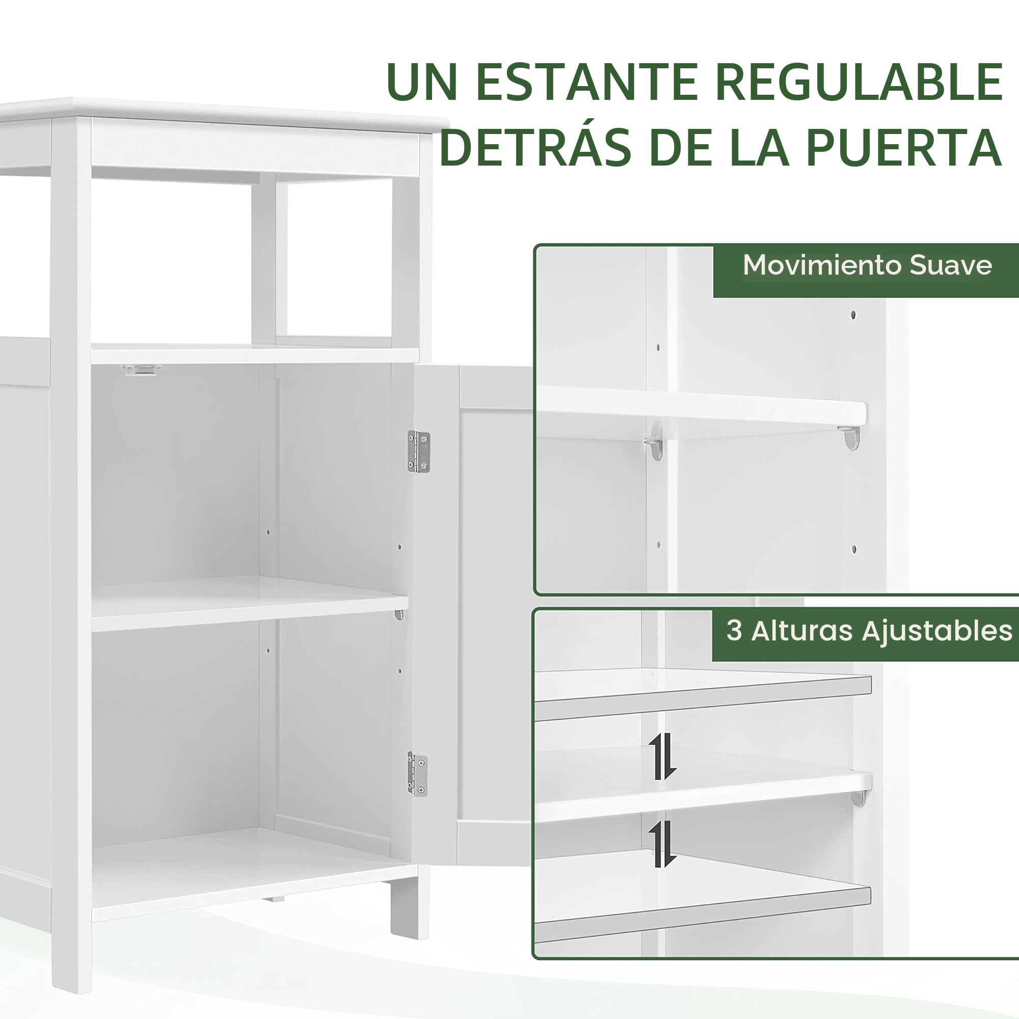 Yaheetech Armario Baño Columna Mueble Auxiliar de Baño Armario de Almacenaje Estrecho de 4 Niveles para Salon Pasillo Blanco 45x30x83,5cm