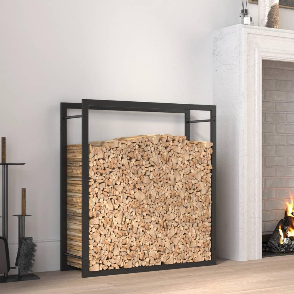 Brennholzregal Mattschwarz 80x28x86 cm Stahl Metall Aufbewahrung  Stapelhilfe fr Brennholz Aussen Brennholzregal Kaminholzregal Innen Metall  Brennholzstnder : Amazon.de: Baumarkt
