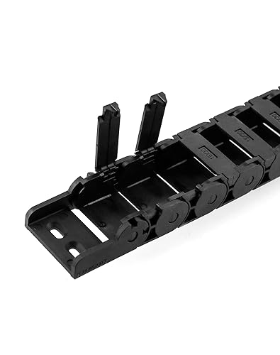 Miniatura 5 de QWORK R2838 - Cadena de arrastre de cable de plástico negro semicerrada de 0.591 in x 1.181 in, paquete de 4 unidades de 3.3 ft de longitud con