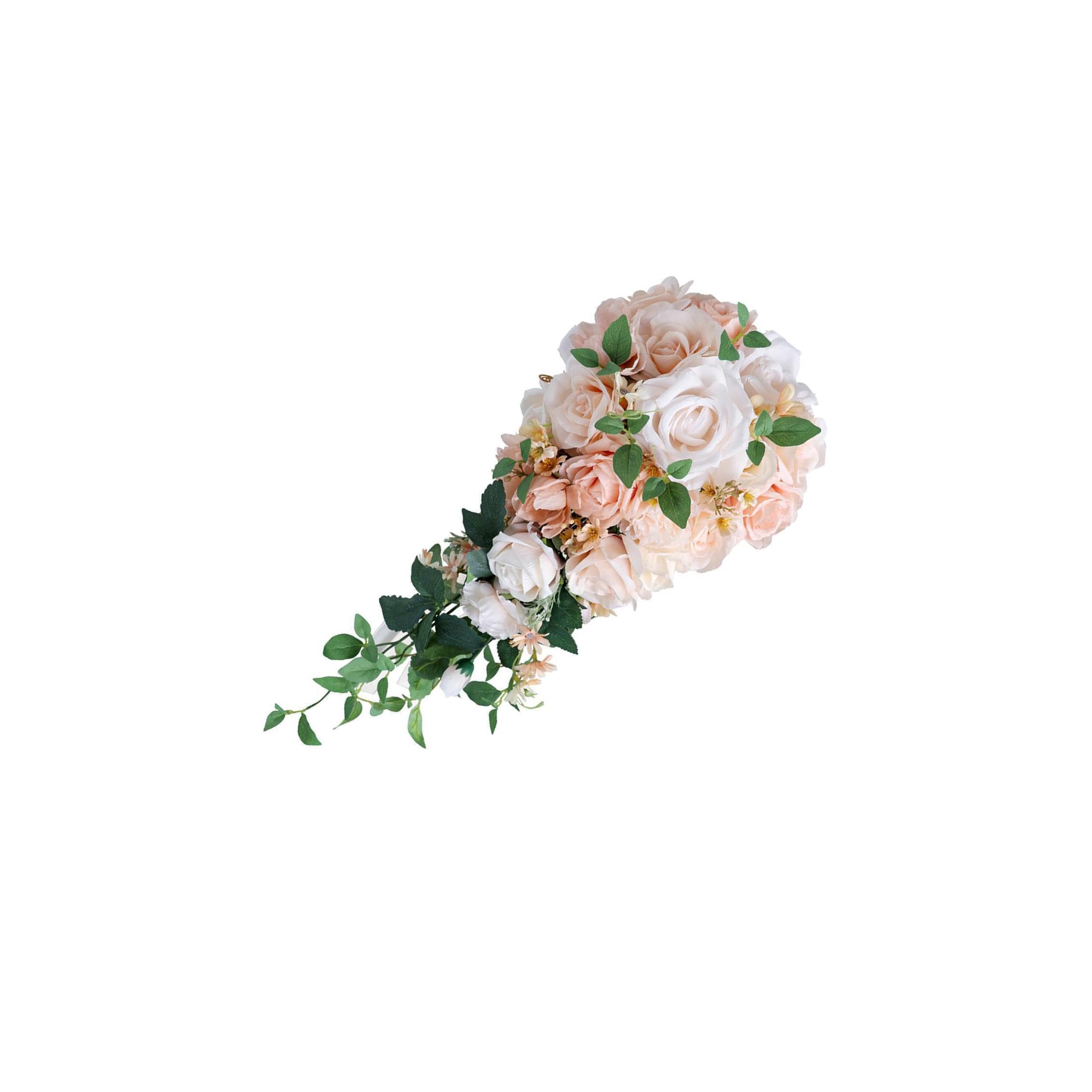 QUXVUIS Charming Cascading Bridal Bouquet Artificial Roses Bouquet For Bride Elegant Wedding Decoration Featuring Unique Floral Flower Cascading Bridal